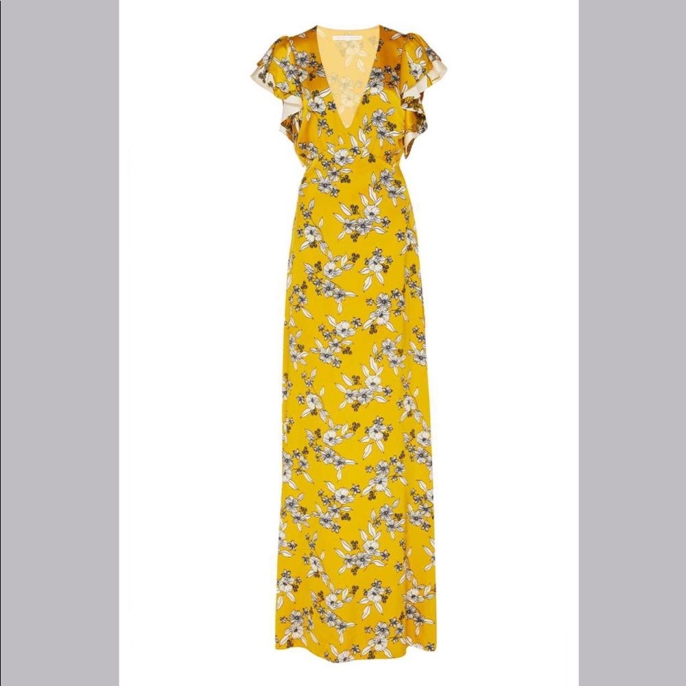 Veronica Beard Padma Silk Maxi Dress Gold Yellow - Size 6 - NWOT